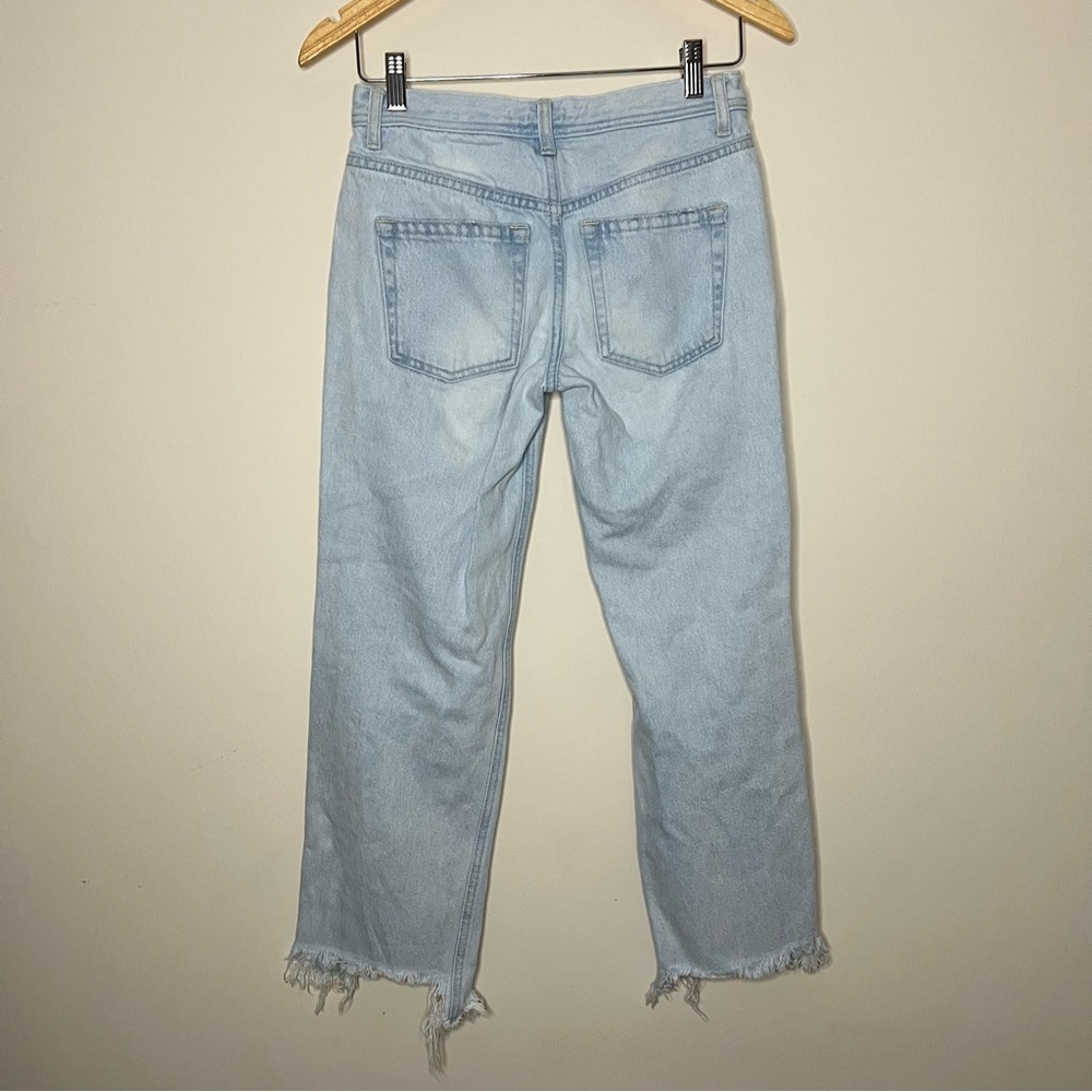 Free People - We The Free Light Wash Destroyed Jean Straight Ankle Slight Flare - Picture 3 of 3